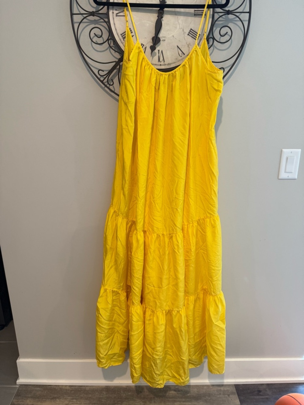 Banana Republic Sunny Yellow Silk Tiered Dress